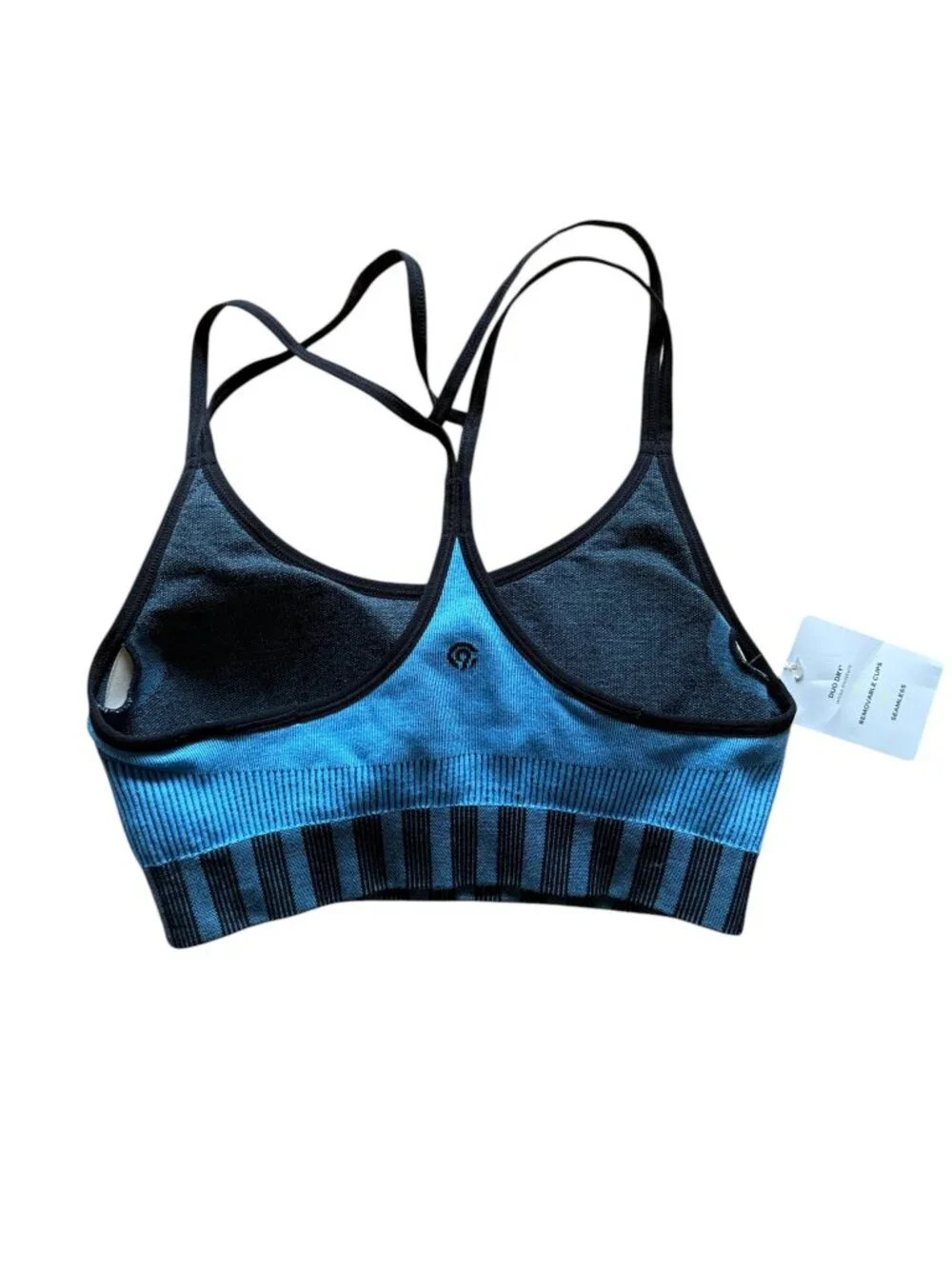 NWT C9 Champion Duo Dry Seamless Sports Bra Blue/Black M - Picture 3 of 4